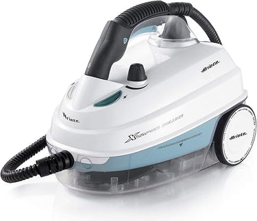 Ariete 4146 Limpiadora de Vapor, 5 Bars de Presión, Potencia 1500 W, Autonomía 55 min., color blanco y detalles en azul